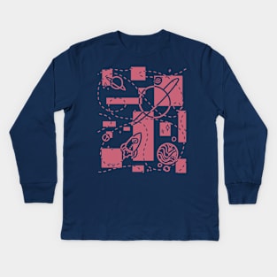 Geometric Galaxy (Dusty Rose Version) Kids Long Sleeve T-Shirt